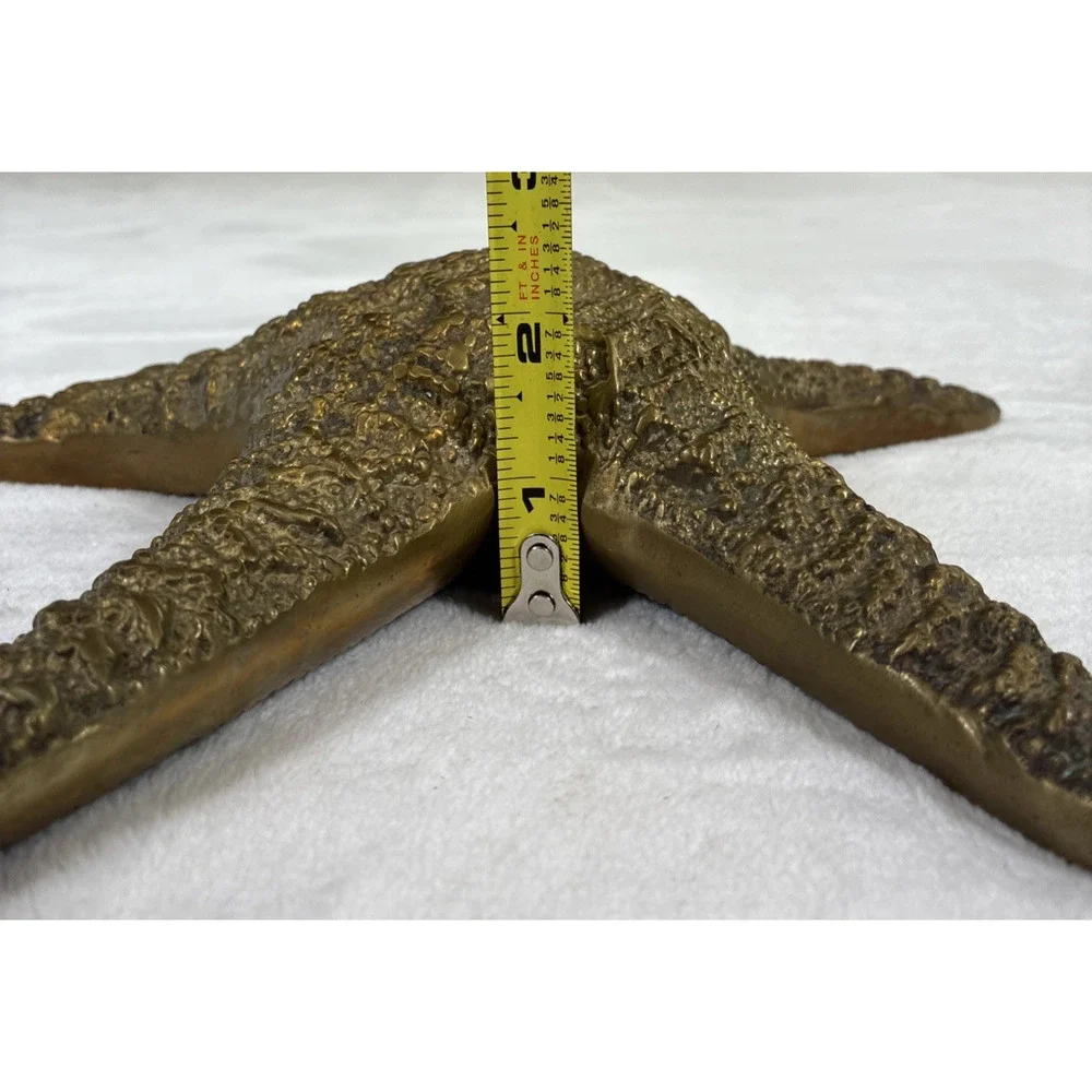 Vintage Brass Starfish & Nautilus Wall Hanging Nautical Sea Beach Decor Heavy